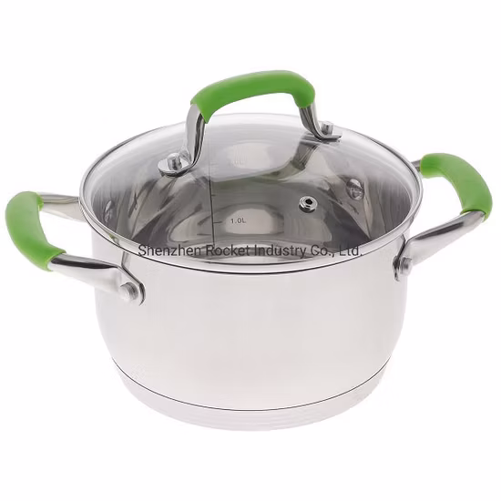 Silicone Handles Induction Stainless Steel Cooking Pot Soup Pot Casserole Cookware